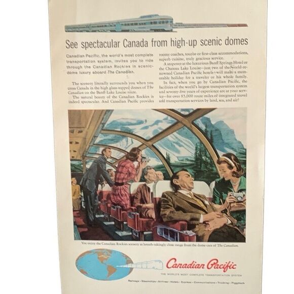 Vintage 1960 Canadian Pacific Railway Scenic Domes Ad Advertisment - Picture 2 of 4